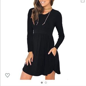 Loose plain black dress casual